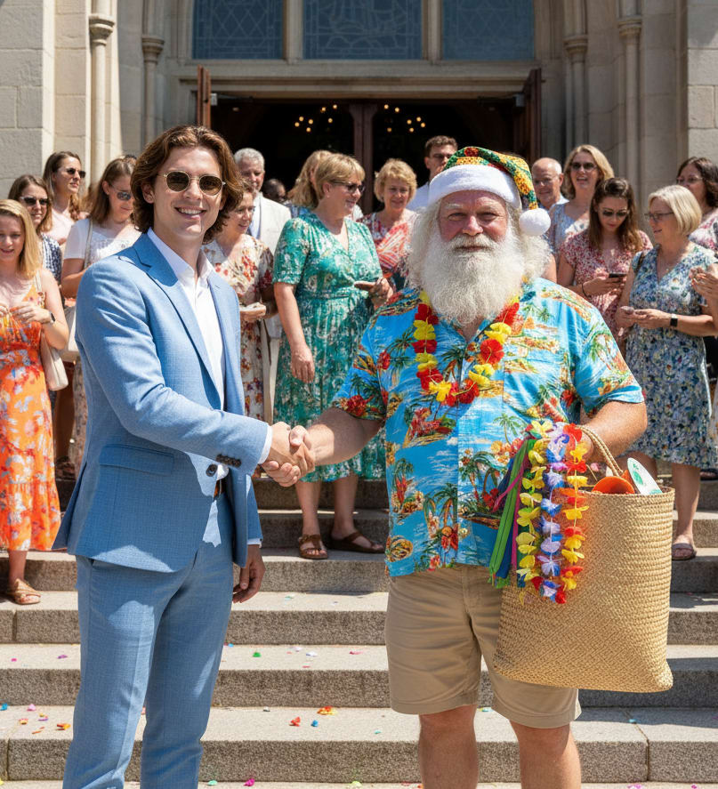 Man shaking hands with Santa