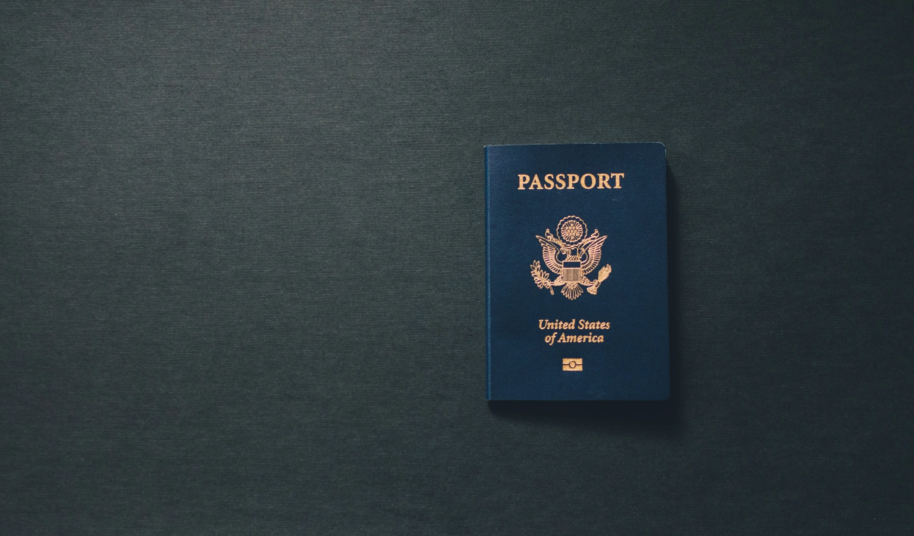 A single navy American passport book.