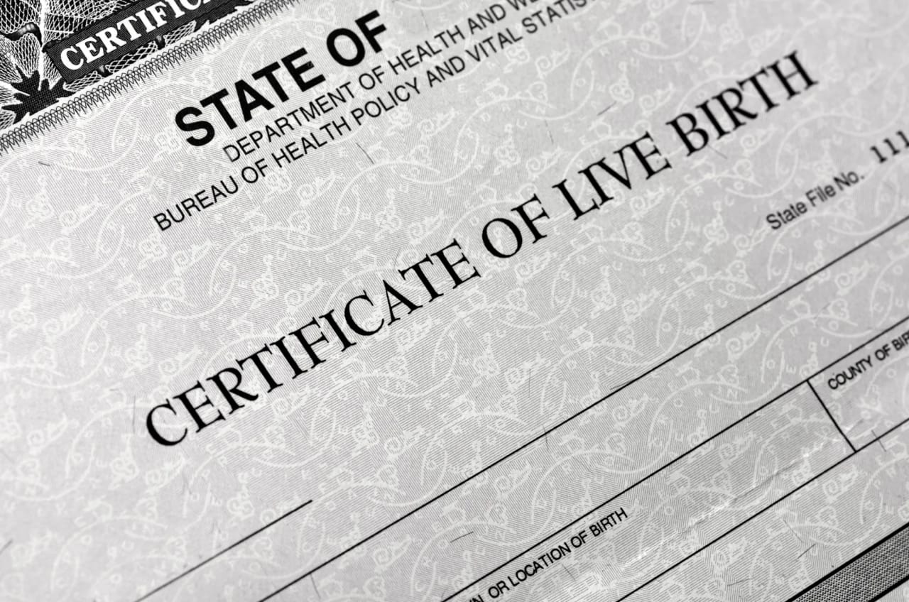 Texas birth certificate document