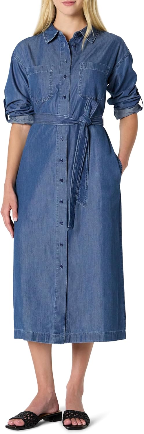 Femme Robe Midi Boutonnee