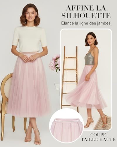 Vue 4 de Jupe Tutu Mi Longue