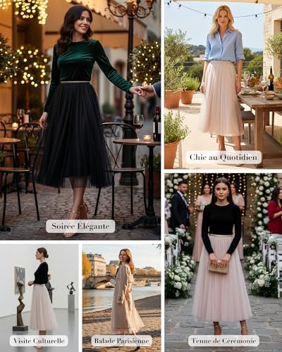 Vue 6 de Jupe Tutu Mi Longue