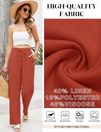 Vue 3 de Pantalon Lin Femme Ete