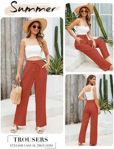 Vue 4 de Pantalon Lin Femme Ete