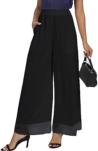 Vue 4 de Pantalon Palazzo En Mousseline