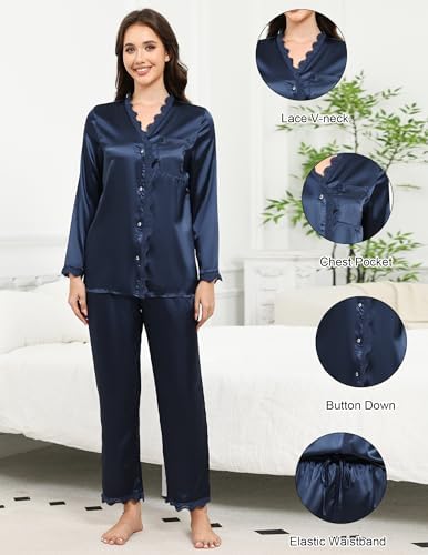 Vue 4 de Pyjama Femme Satin Ensemble