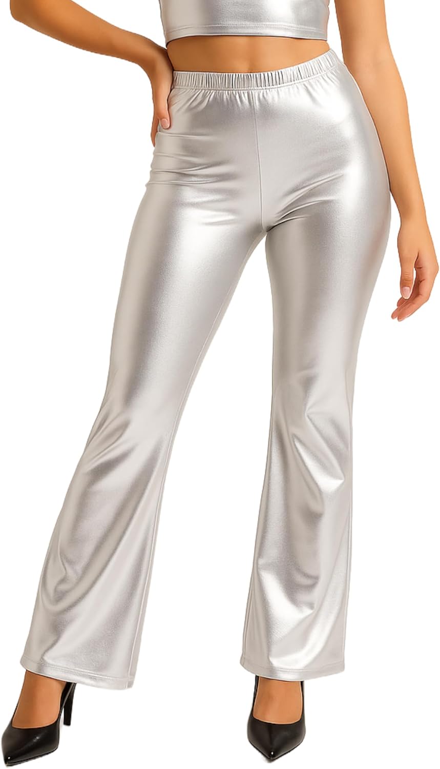 Pantalon Evase Metallique En