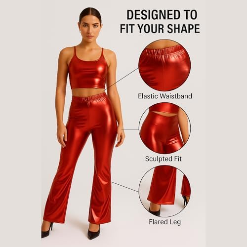 Vue 4 de Pantalon Evase Metallique En