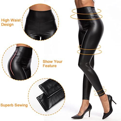 Vue 3 de Legging Cuir Femme Pantalon