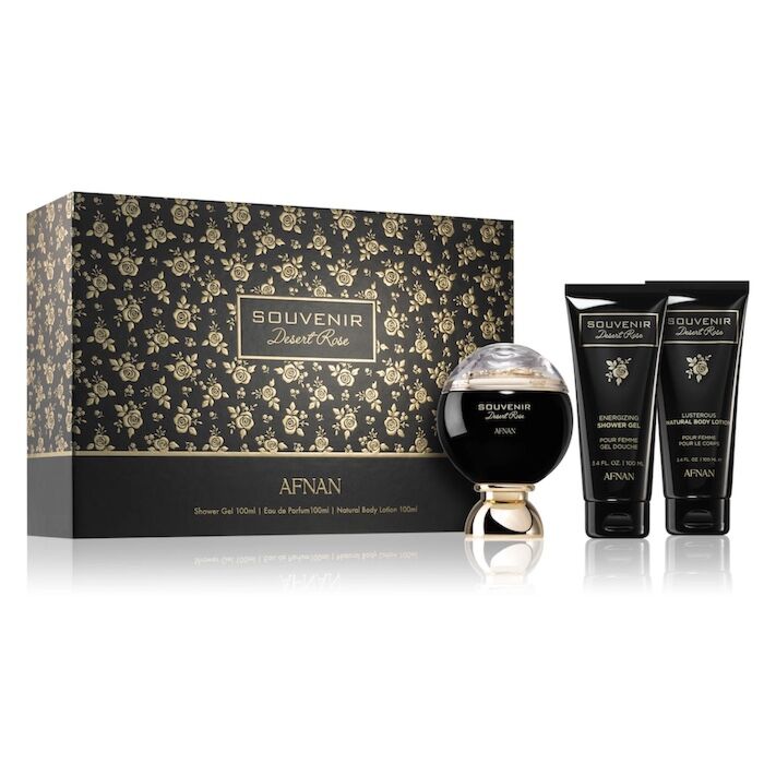 Afnan Souvenir Souvenir Desert Rose EDP 100ml 3 Piece Gift Set For Women