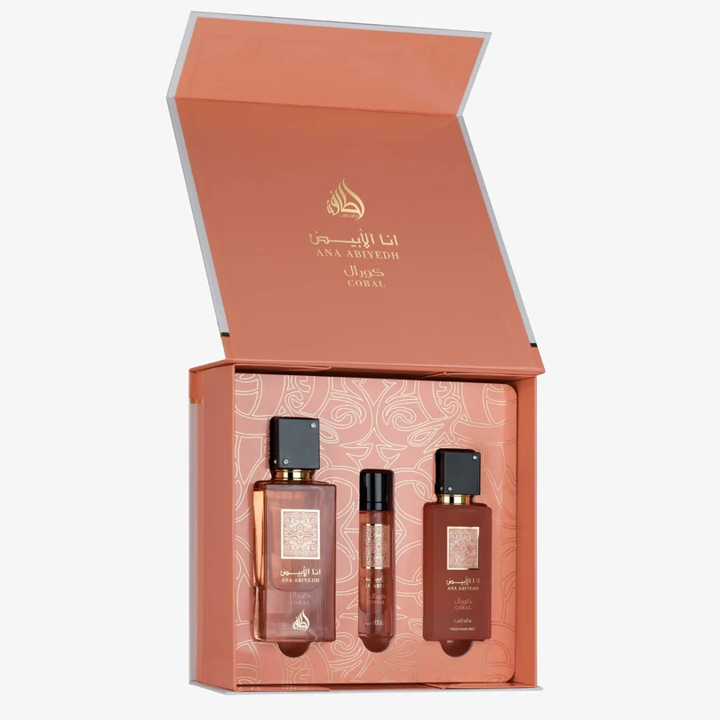Lattafa Ana Abiyedh Coral EDP 60ml 3 Piece Gift Set
