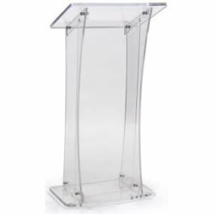 47″ Clear Acrylic Podium – Elegant (Installed)