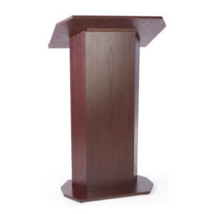 49″ Tall Wood Podium – Mahogany Stain (Installed)
