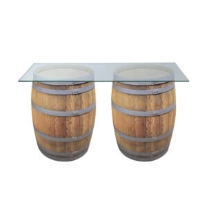 Wine Barrel Table with Glass Tabletop | 5ft