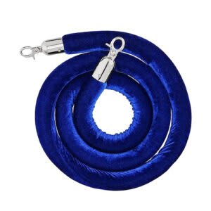 Blue Velvet Stanchion Rope with silver polished hooks
