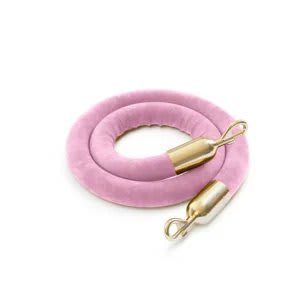 Pink Velvet Stanchion Rope with gold polished hooks