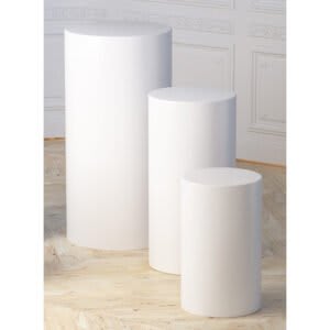 White Cylinder Plinths – set of 3