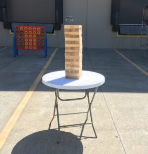 Jenga GIANT Hardwood Game + Round Table 32″ (Ages 12+)