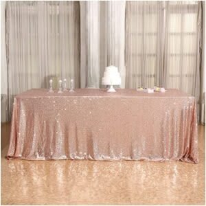 90″ x 156″ | Rose Gold Glitz Sequin Tablecloth for 8′ Table