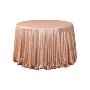 108″ | Rose Gold Glitz Sequin Tablecloth for 48″ Table