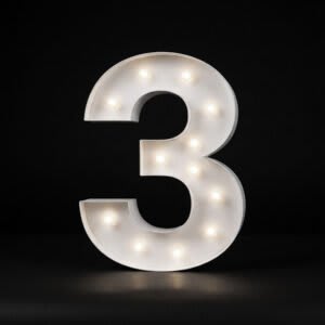 “3” Number 4′ Tall Marquee – RGB Lights