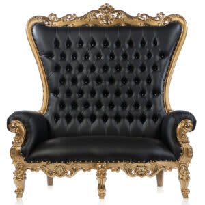 Throne Loveseat BLACK & GOLD High Back