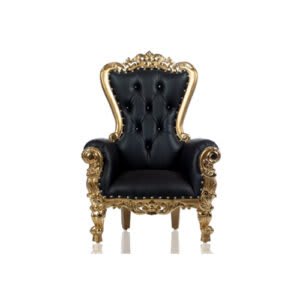 Throne Chair BLACK with GOLD Trim – For KIDS