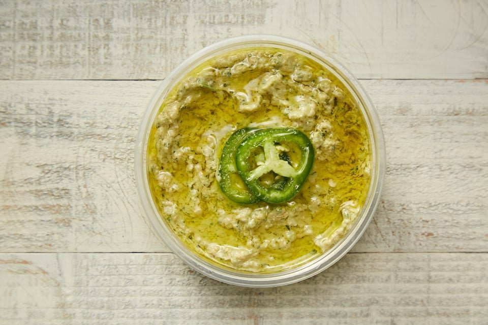 Jalapeno Cilantro Hummus with Fresh Pita
