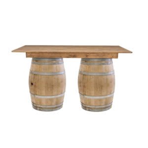 Wine Barrel Table with Wooden Tabletop | 6ft