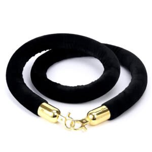 Black Velvet Stanchion Rope with Gold plated hooks