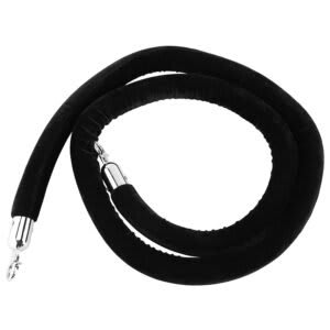 Black Velvet Stanchion Rope with Silver polished hooks