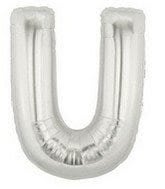 Helium Letter “U” Silver 40″ – each