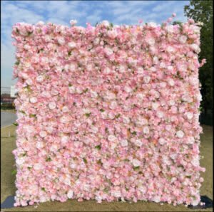 Pink & White Roses Flower Backdrop – Multi Uses (8′ w x 8′ h)