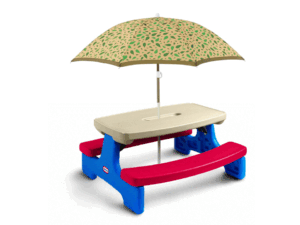 Picnic Table With Green Umbrella 39×39″ – Kids ages 2 & Up