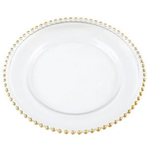 Gold Beaded Glass Charger – 13″