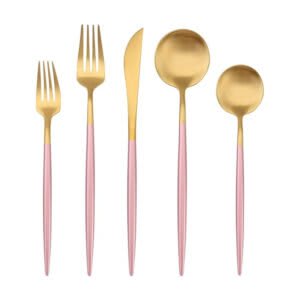 GOLD & PINK Matte Flatware