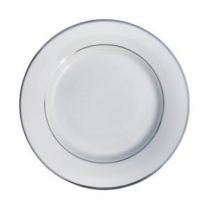 10 5/8″ Dinner Plate – White, Double Silver Band