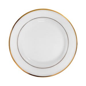 10 5/8″ Dinner Plate – White, Double Gold Band