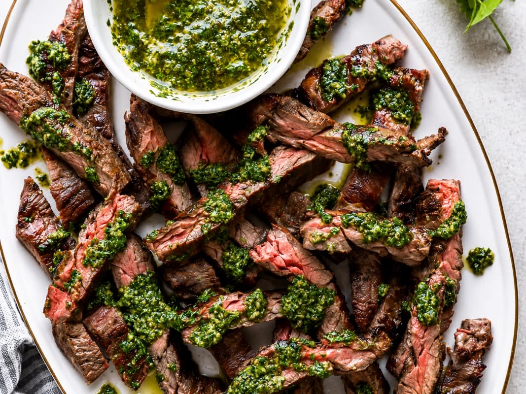 Steak with Basil Salsa Verde