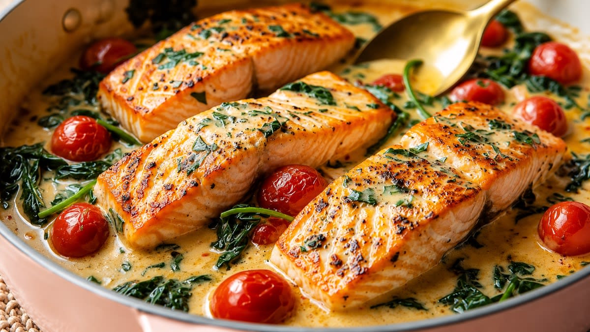 Salmon with Tomato Lemon Sauce