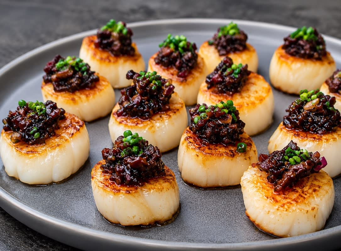Seared Scallops and Balsamic Bacon