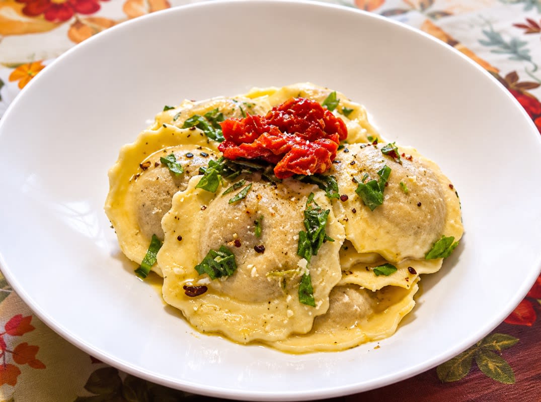 Primi Vegan Portobello Mushroom Ravioli with Marinara Sauce