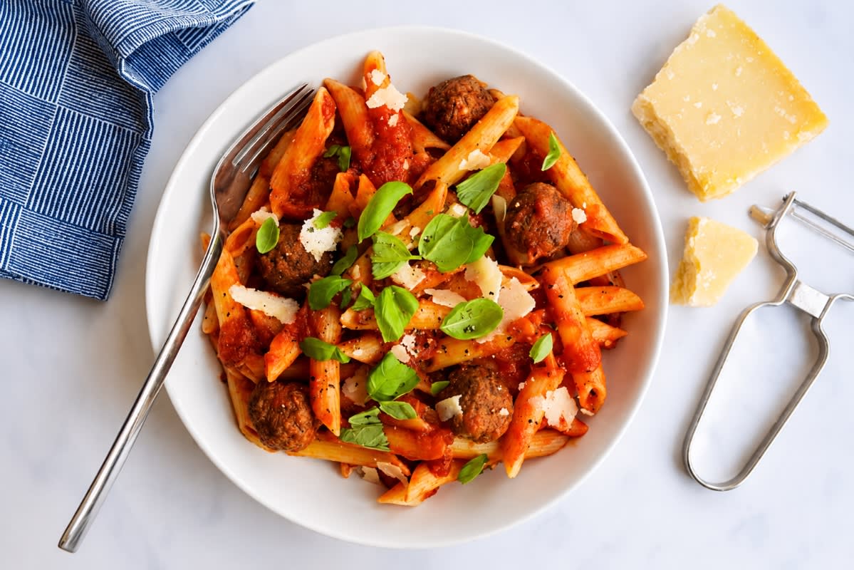 Primi Penne Meatballs in a Cheese and Tomato Sauce