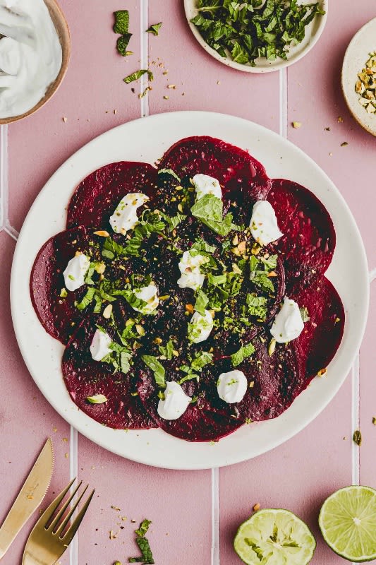 Beet Carpaccio with Goat Cheese