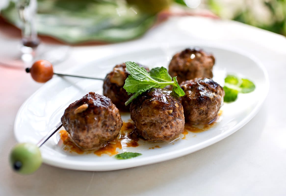 Pomegranate Glazed Beef Meatballs