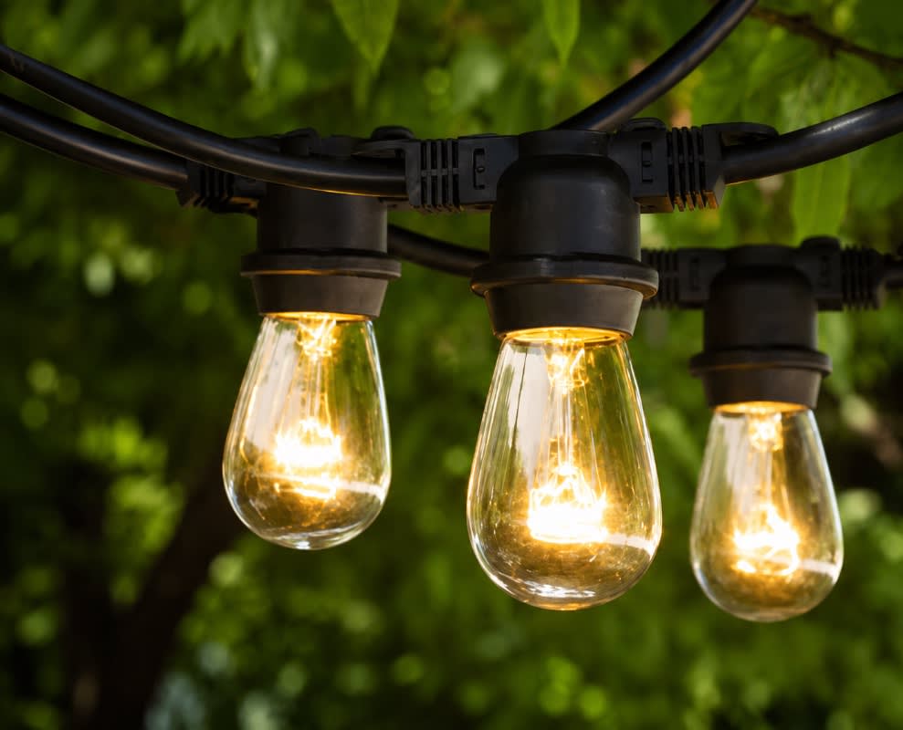 String Lights 35-43 feet Clear Bulbs Indoor/Outdoor (Commercial Grade)