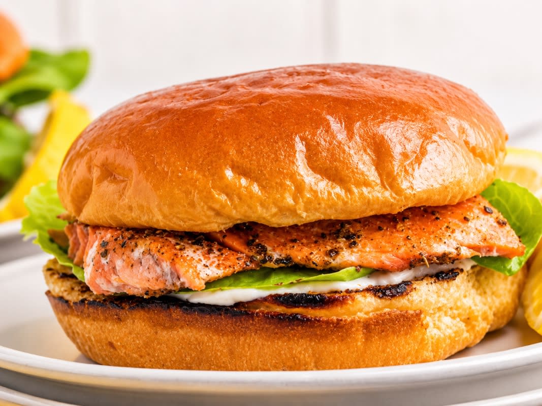 Salmon with Lemon Caper Sandwich