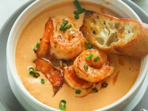 Lobster Bisque Shooters with Fresh Shrimp