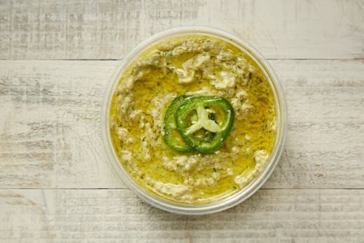 Jalapeno Cilantro Hummus with Fresh Pita