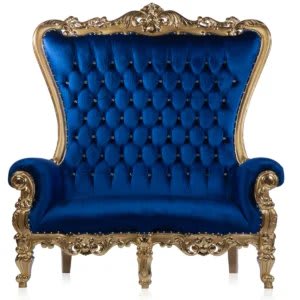 Throne Loveseat DARK BLUE High Back